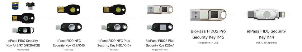 FIDO security key banner showing Feitian, YubiKey, Titan