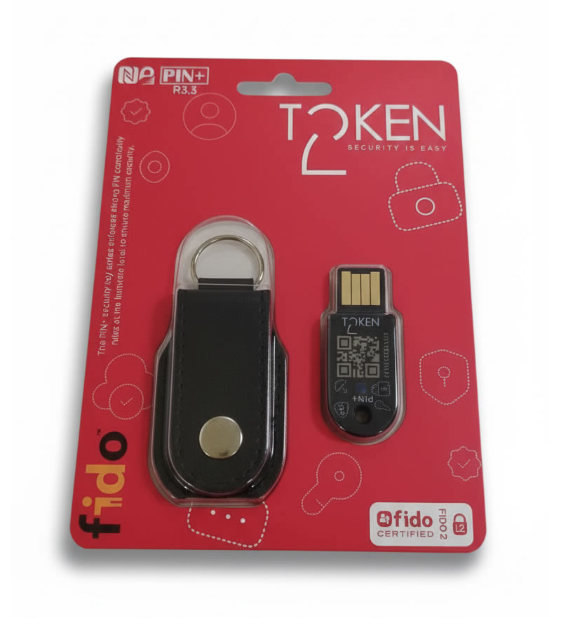 Token2 T2F2 NFC Slim Pin Release3.3 - PIN+ Release3.3 USB-A - FIDO2, U2F, PIV and TOTP Security Key with PIN complexity feature (T2F2-NFC-Slim)