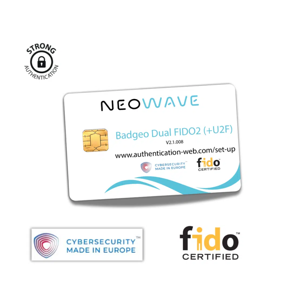Badgeo Dual FIDO2 - FIDO2 (+U2F) and DESFire EV2/EV3 dual smart card Passwordless