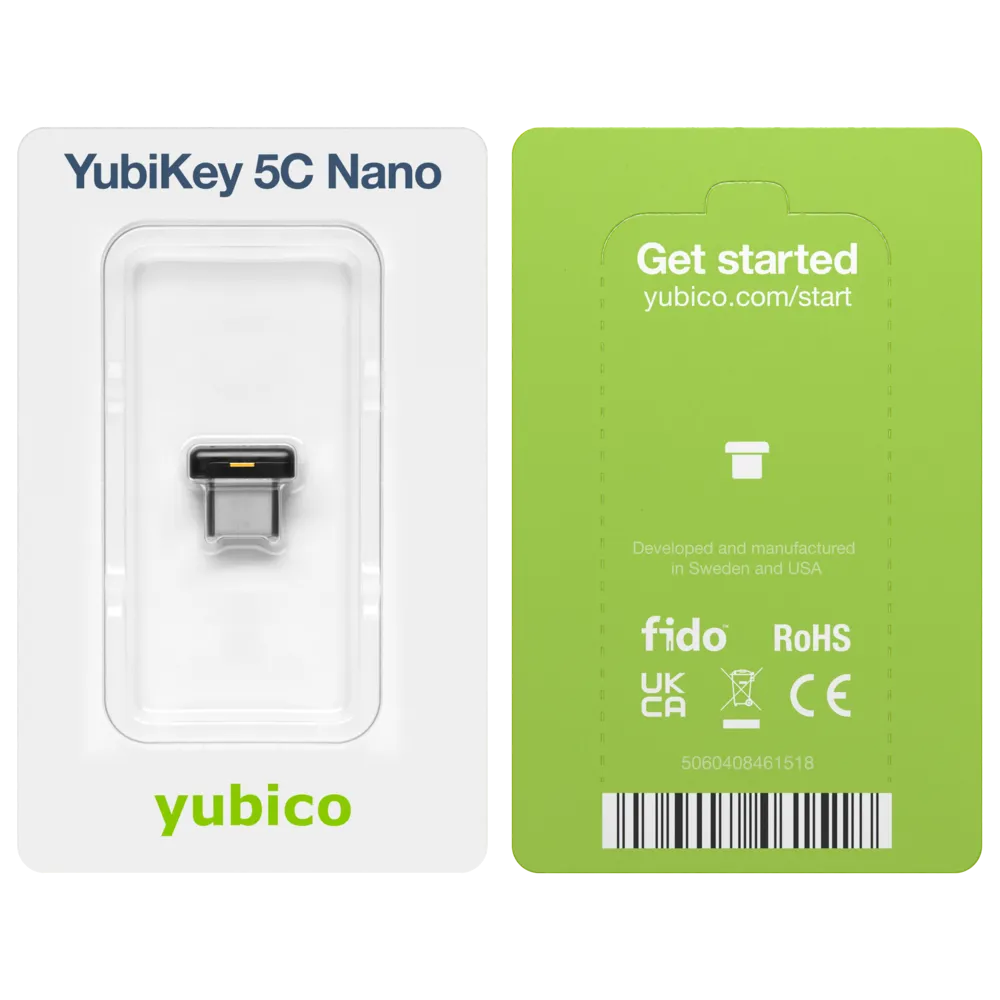 YubiKey 5C Nano USB-C Security Key | Secure 5-in-1 MFA HARDWARE KEY FOR SALE