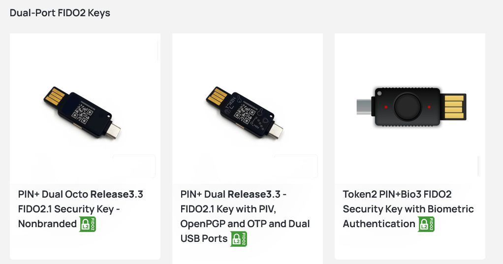 Dual-Port FIDO2 Security Keys - Buy Dual-Port FIDO2 Keys Hardware