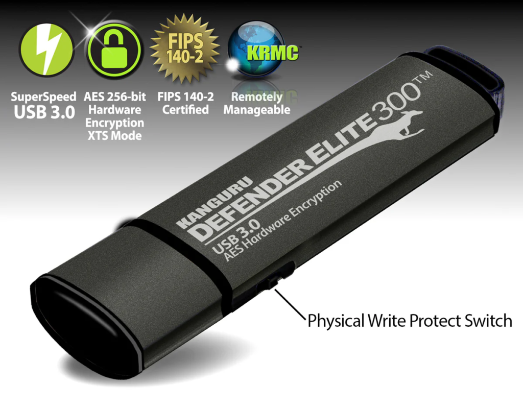 Defender Secure Flash Drives 3 Kanguru Defender Elite300™ FIPS 140-2 Certified, Secure, SuperSpeed USB 3.0, Hardware Encrypted Flash Drive