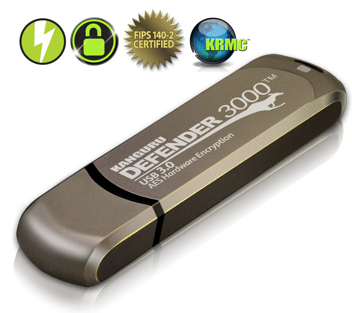 Kanguru Defender 3000 FIPS 140-3 Level 3 Certified - USB 3 - Hardware Encrypted Flash Drive Kanguru Defender 3000 FIPS 140-3 Level 3 Certified - USB 3 - Hardware Encrypted Flash Drive