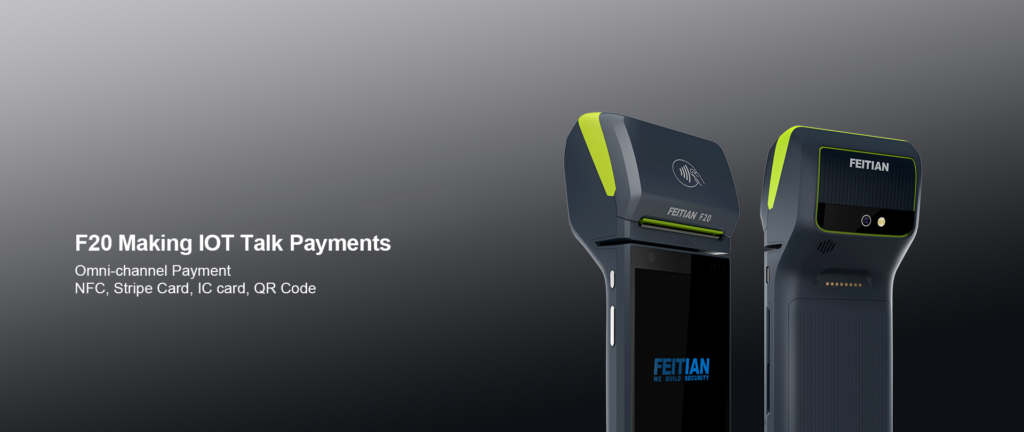 Android Smart POS 2 F20 Making IOT Talk Payments. Omni-channel payment NFC, Stripe Card. IC card, QR code