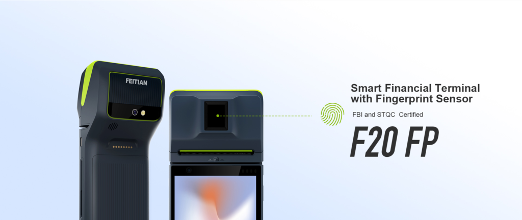 Android Smart POS 3 F20 FP Smart financial terminal with fingerprint sensor. FBI and STQC certified
