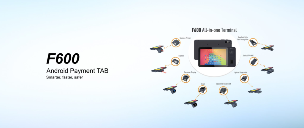 F600 All in one terminal. Android Payment Tab