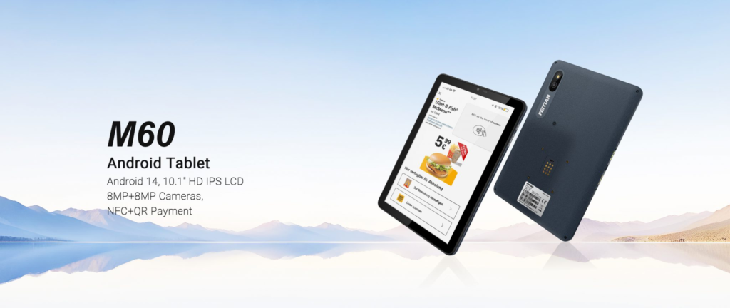 M60 Android tablet. NFC+QR payment