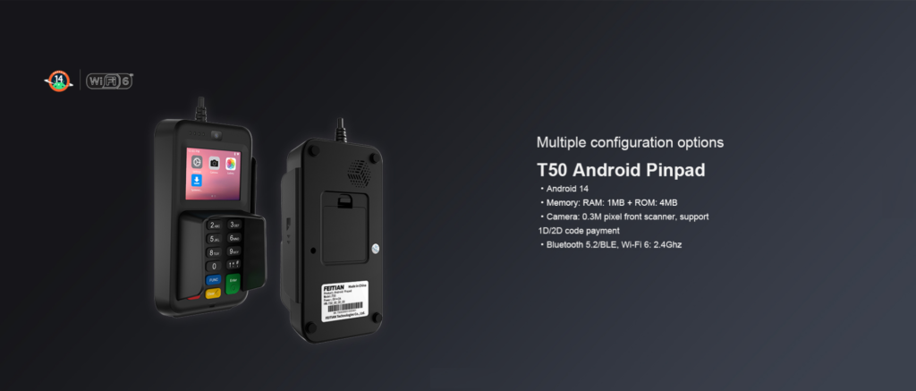 T50 Android Pinpad multiple configuration options
