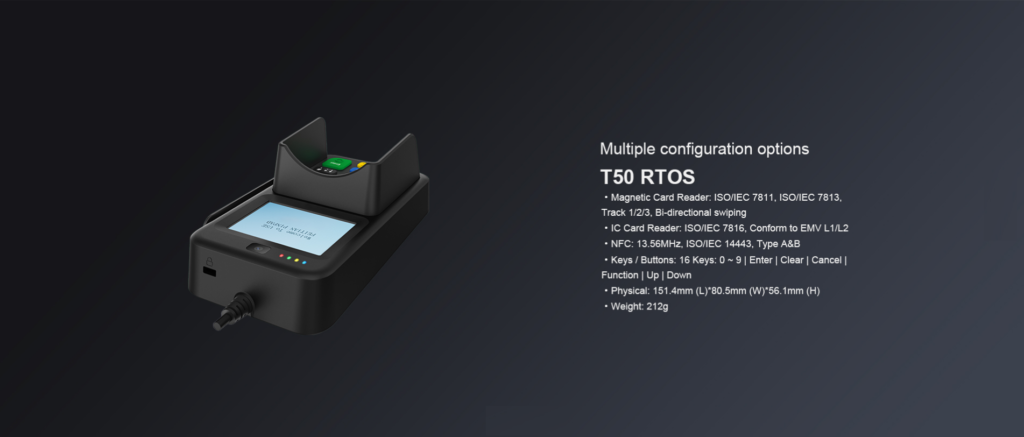 T50 RTOS Magnetic card reader. multiple configuration options