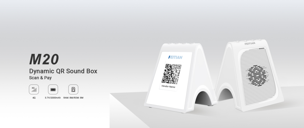 M20 Dynamic QR sound box. Scan & Pay